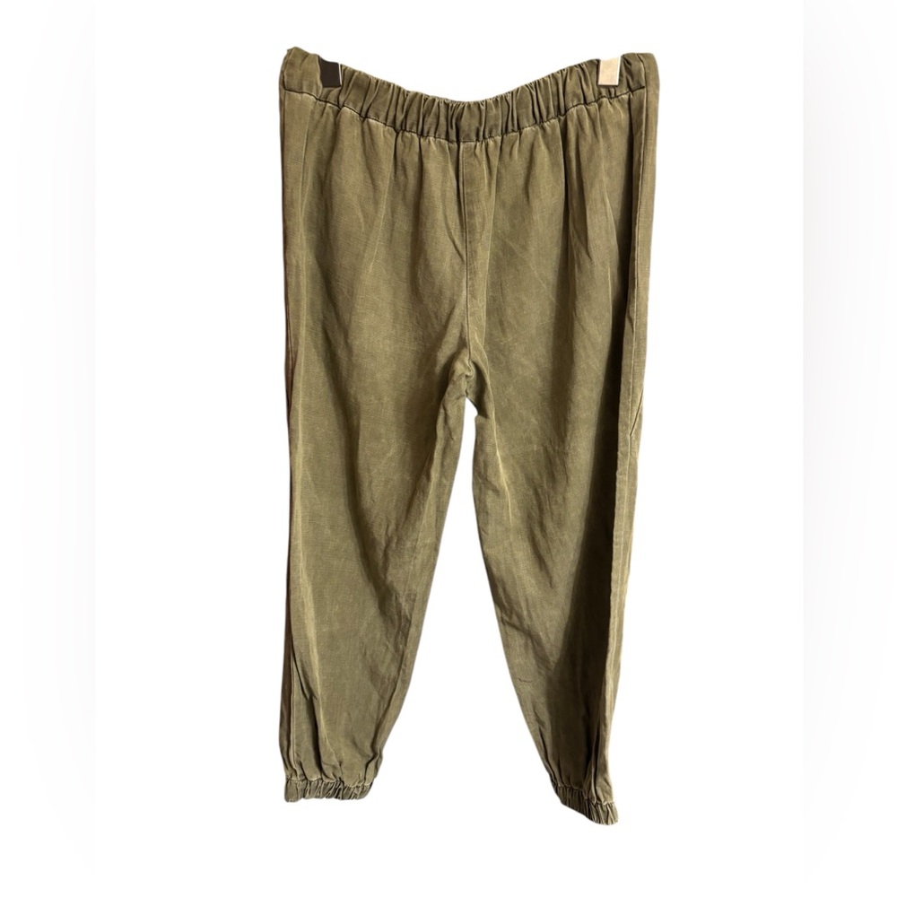 Zara Olive Green Women's Linen Mix Jogger Pants - Picture 4 of 6